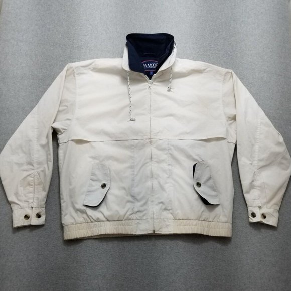 La Mode Jacket Mens XL White Long Sleeve Full Zip Pockets‎ Windbreaker - Picture 1 of 11
